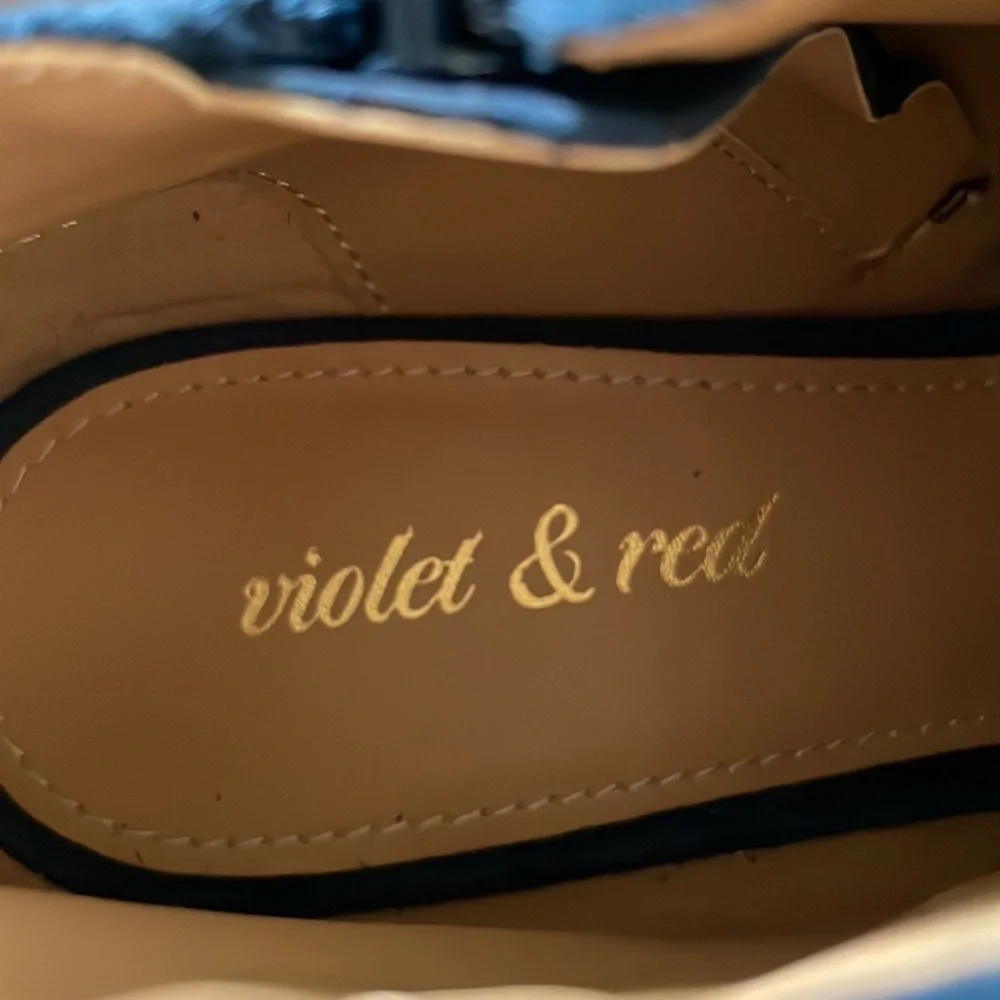 Violet & Red blue velvet open toe bootie